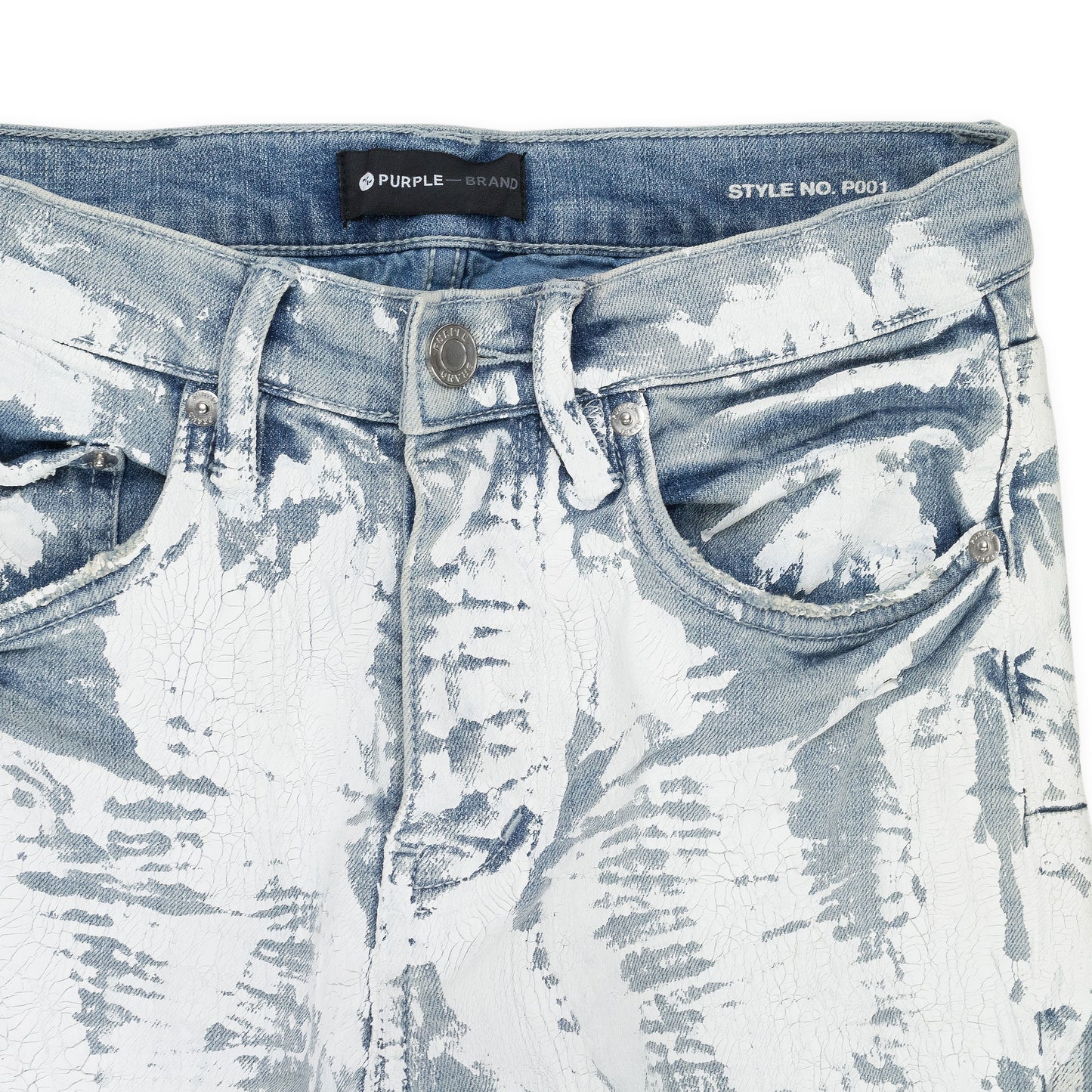 LIGHT CRACKLE PAINT WITH FOIL Indigo SKINNY JEANS