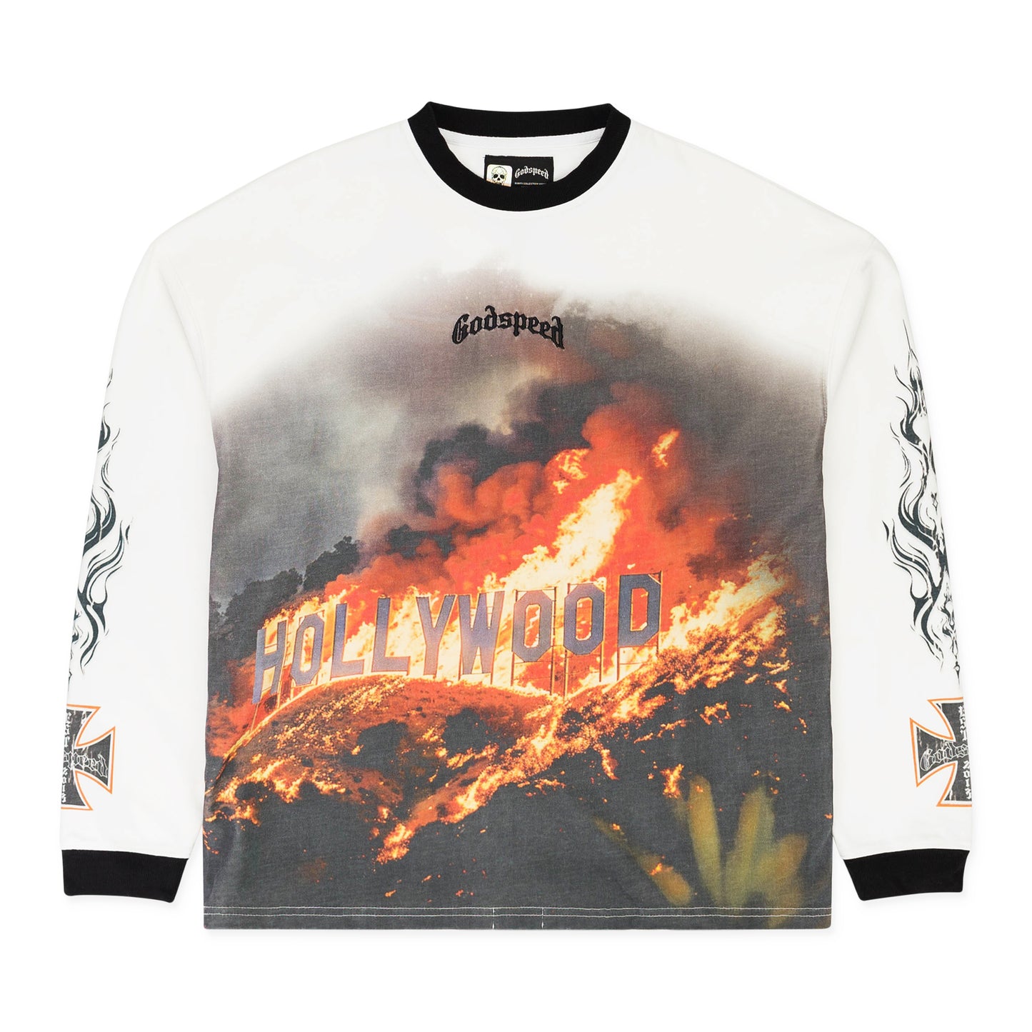 HOLLYWOOD THERMAL L/S WHITE, BLACK T-SHIRT