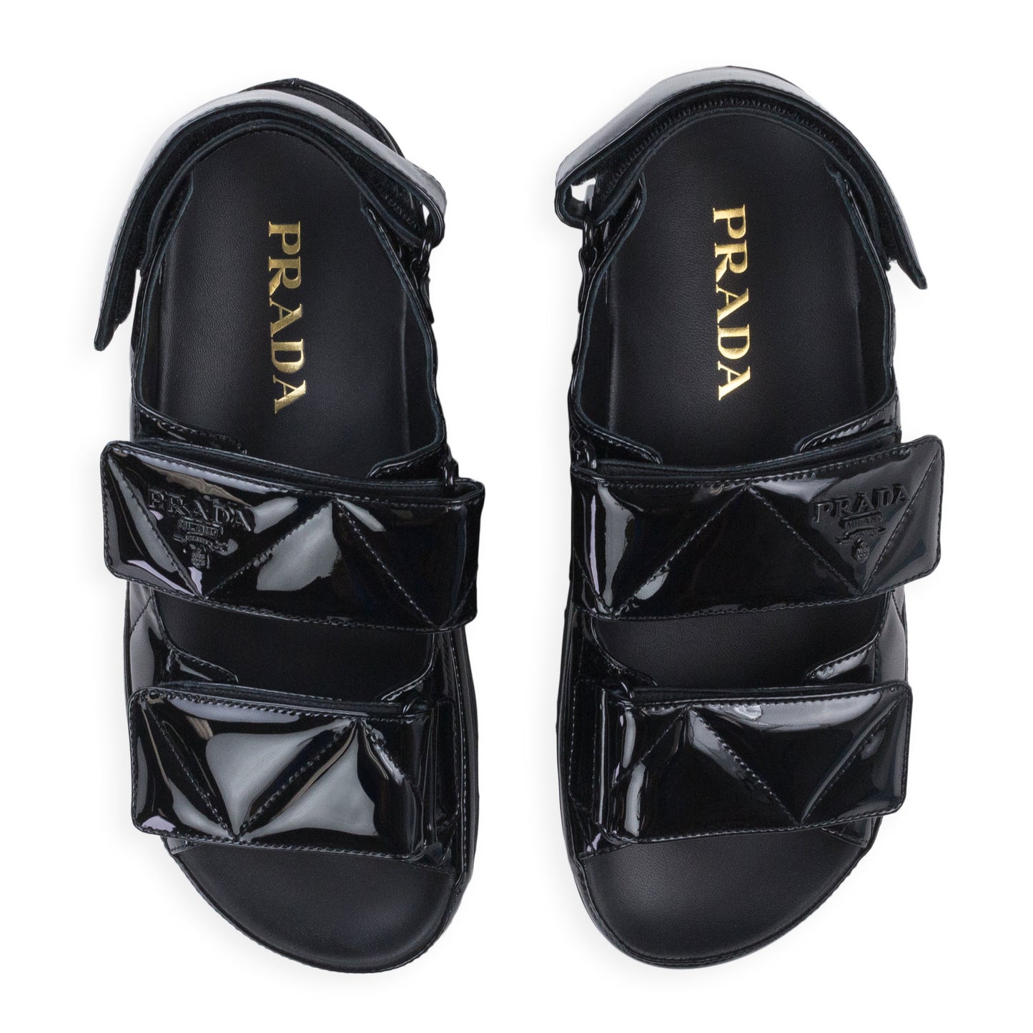 PATENT STRAP SANDALS BLACK SANDALS