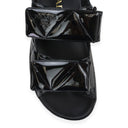 PATENT STRAP SANDALS BLACK SANDALS