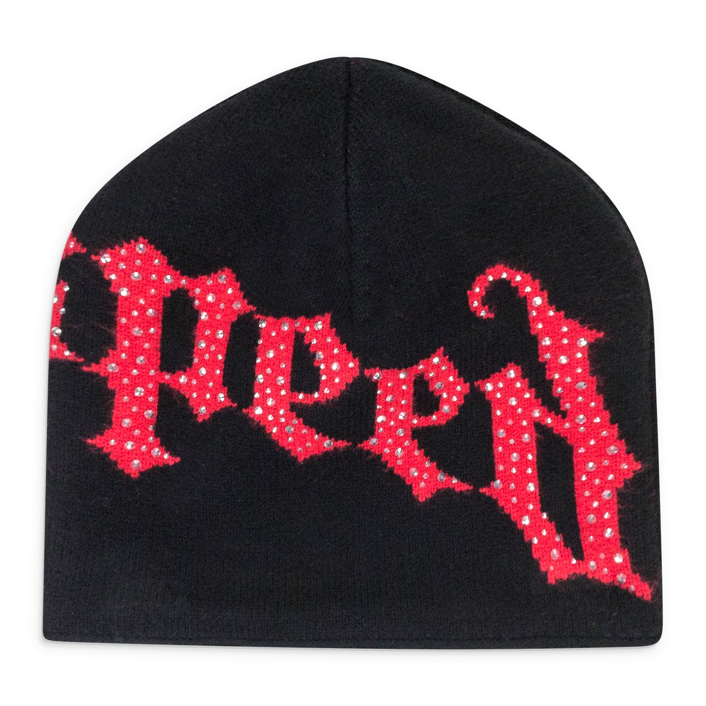 OG LOGO STUDDED BLACK, RED BEANIE