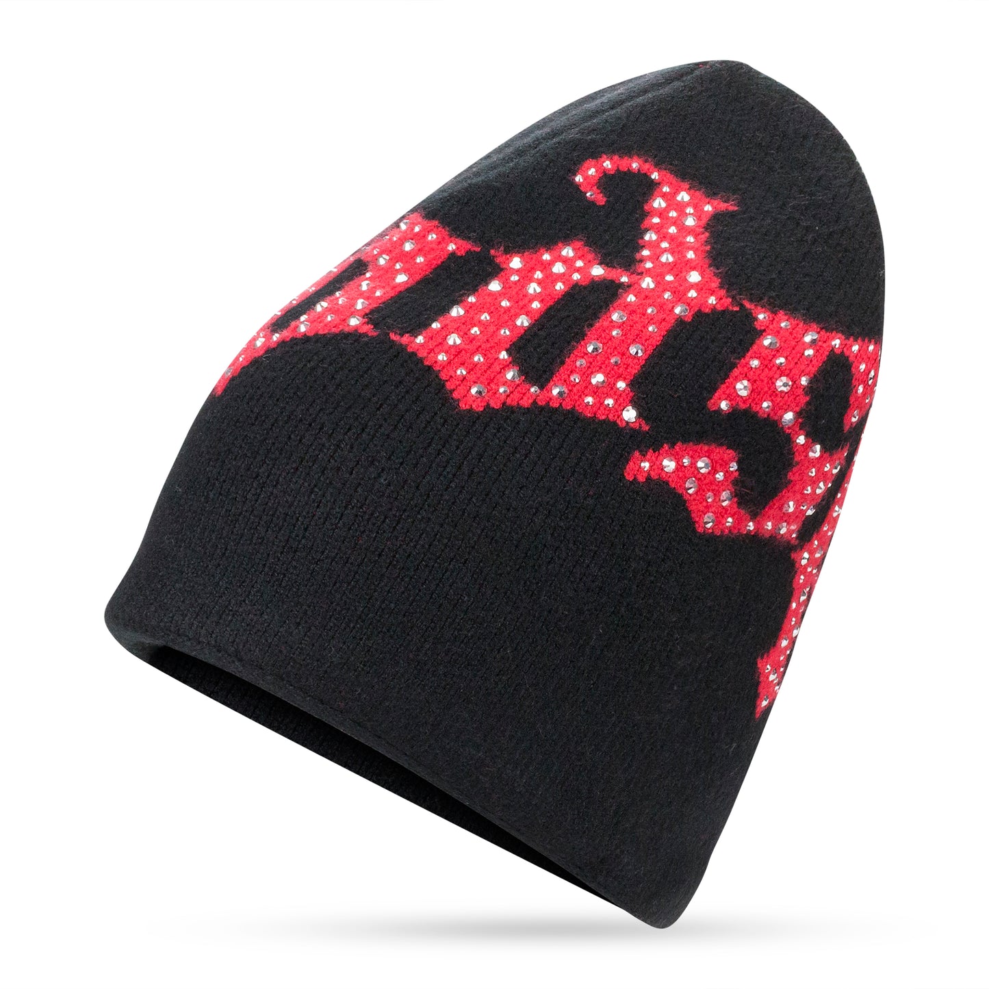 OG LOGO STUDDED BLACK, RED BEANIE