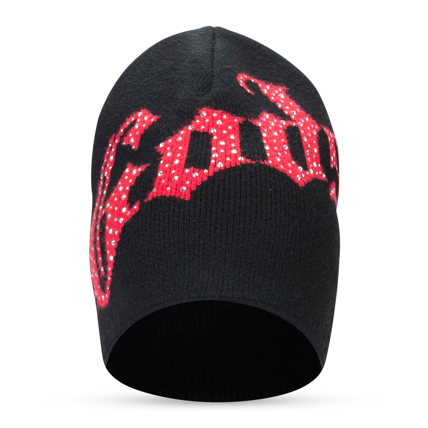 OG LOGO STUDDED BLACK, RED BEANIE