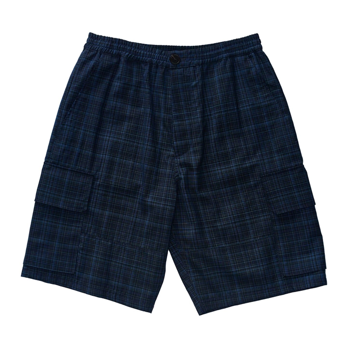 DRAWSTRING PLAID CARGO SHORTS