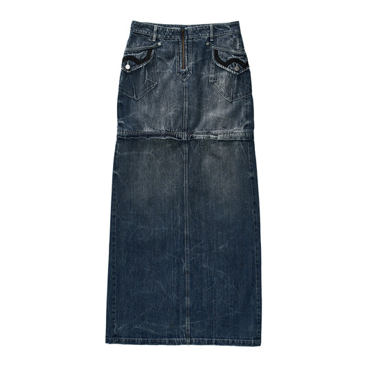 ZIP OFF DENIM LONG SKIRT