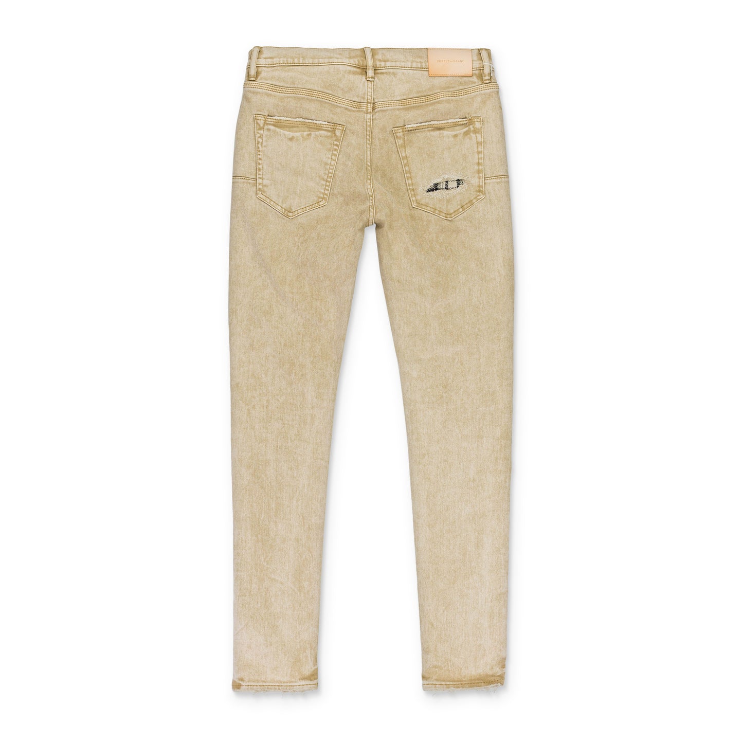 BEIGE HEAVY REPAIR WITH PLAID PATCH 0 SKINNY JEANS