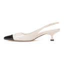 LOGO SLINGBACK PUMPS WHITE/BLACK PUMPS