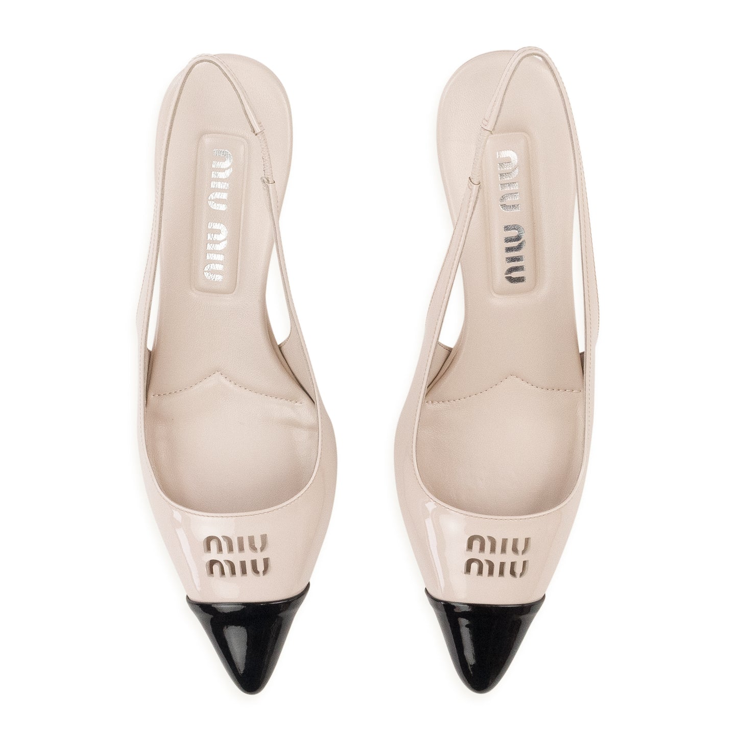 LOGO SLINGBACK PUMPS WHITE/BLACK PUMPS