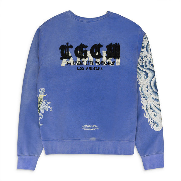 T.G.C.W. CRYSTAL KOI WAVE BLUE SWEATSHIRT