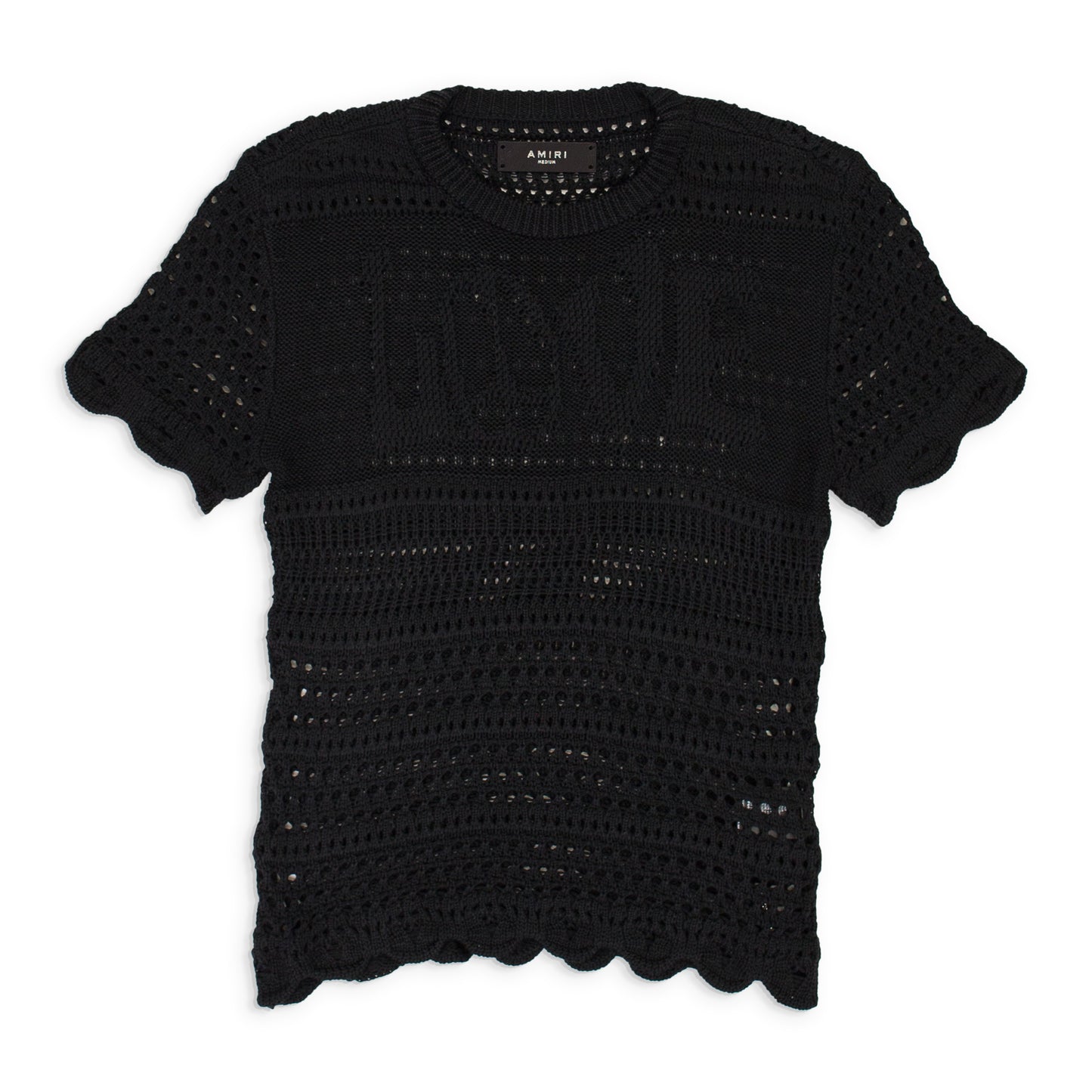 LOVE CROCHET BLACK KNIT TOP