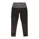 CONTRAST LEATHER BLACK AGED BLACK SKINNY JEANS