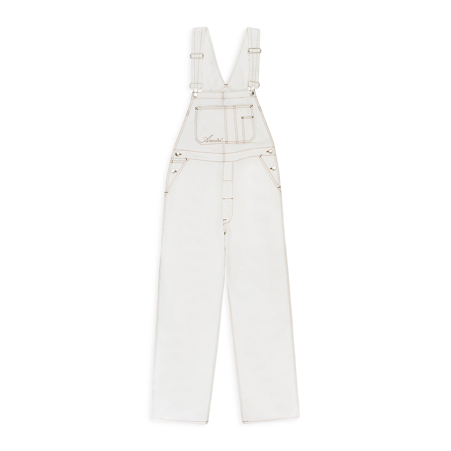 TOPSTITCHING OVERALLS WHITE TOBACCO JUMPSUITS