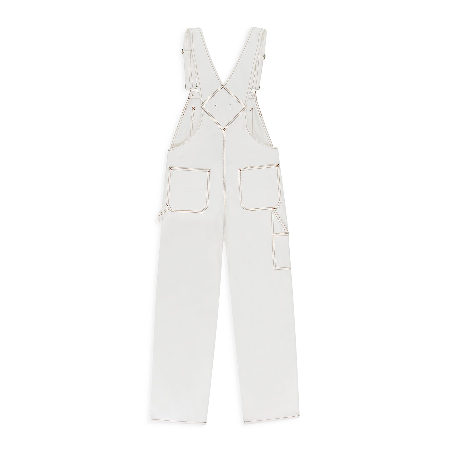 TOPSTITCHING OVERALLS WHITE TOBACCO JUMPSUITS