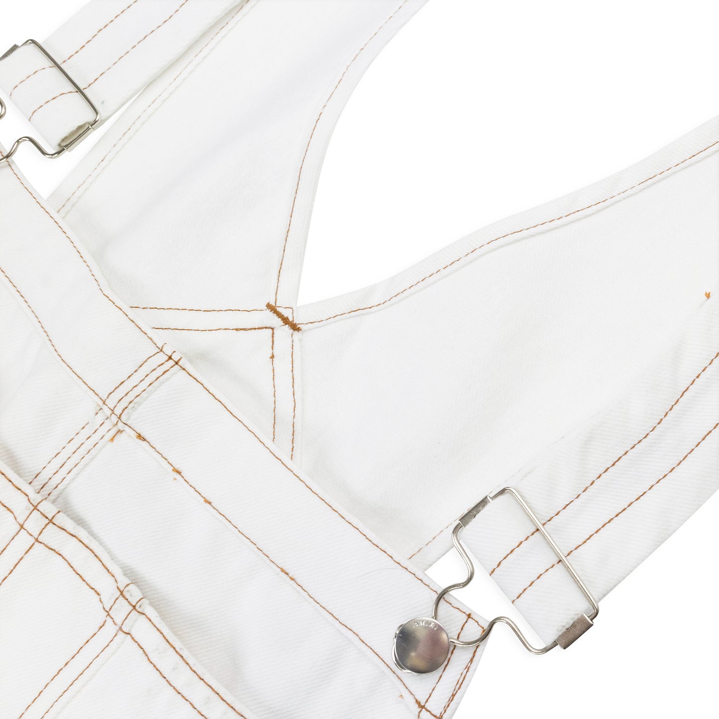 TOPSTITCHING OVERALLS WHITE TOBACCO JUMPSUITS