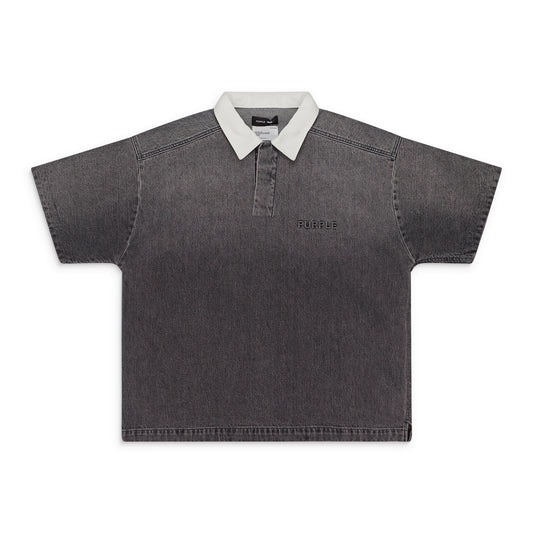 SS EMBOSS POLO BLACK POLO SHIRTS