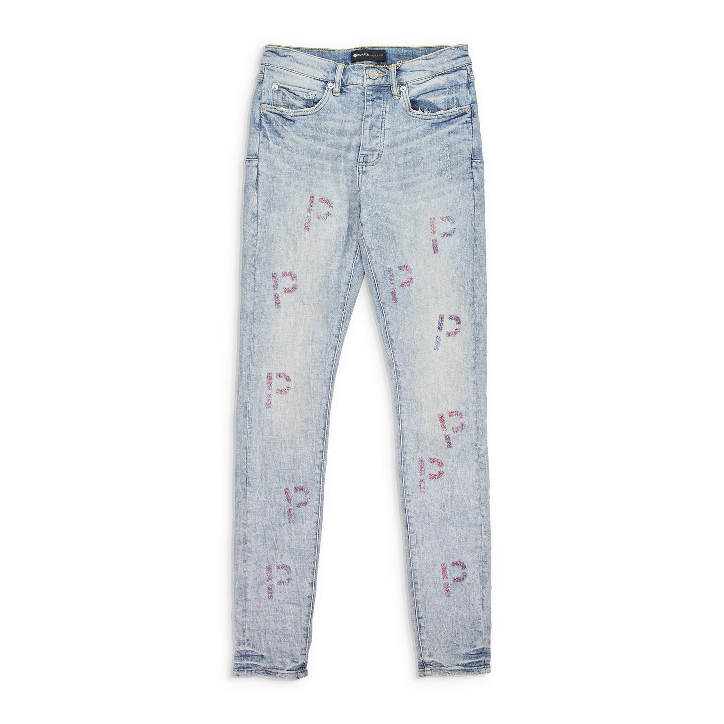 LIGHT EMBROIDERY PUNCH P PLAID Indigo SKINNY JEANS