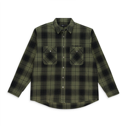 PLAID FLANNEL LS SHIRT GREEN CASUAL BUTTON-DOWN SHIRTS