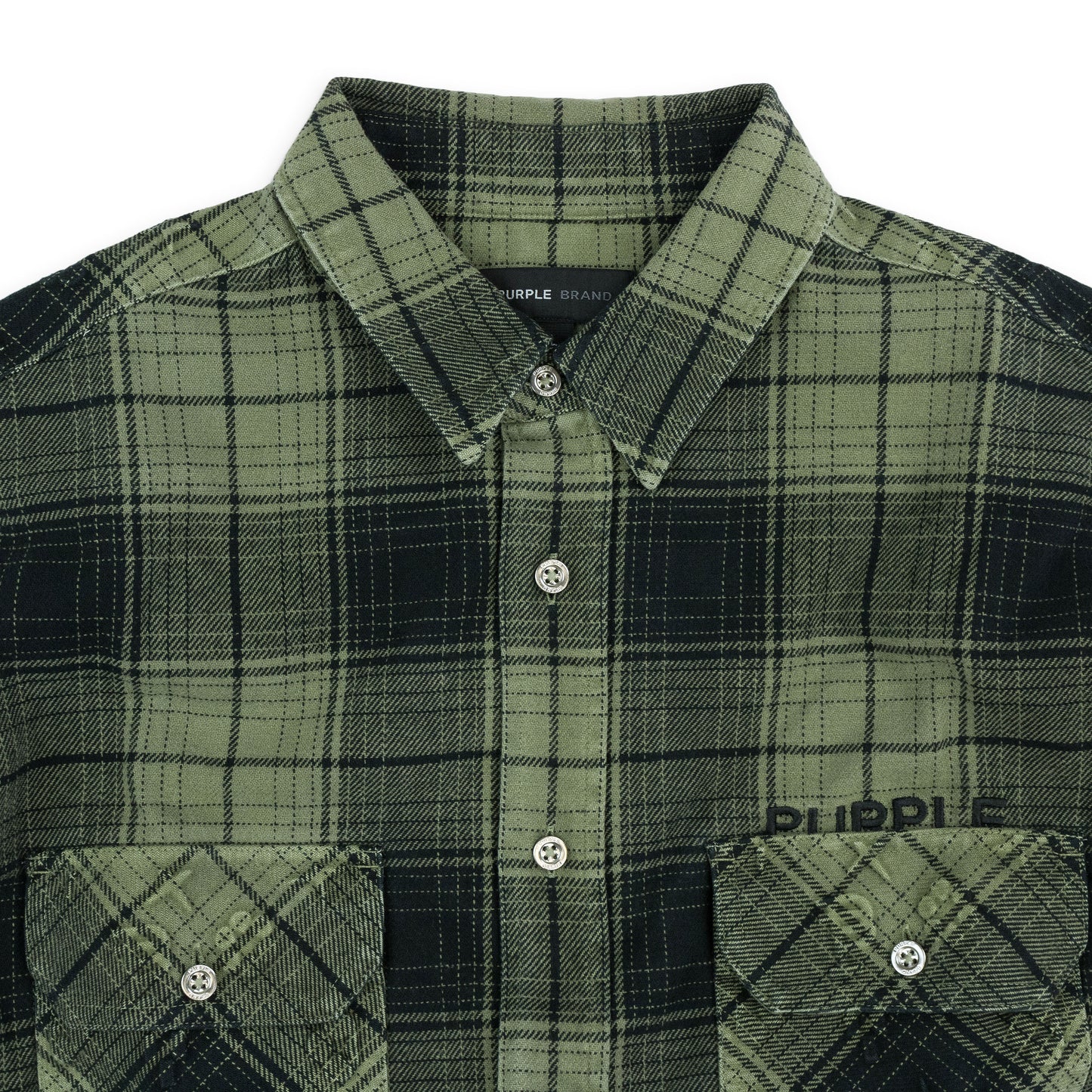 PLAID FLANNEL LS SHIRT GREEN CASUAL BUTTON-DOWN SHIRTS