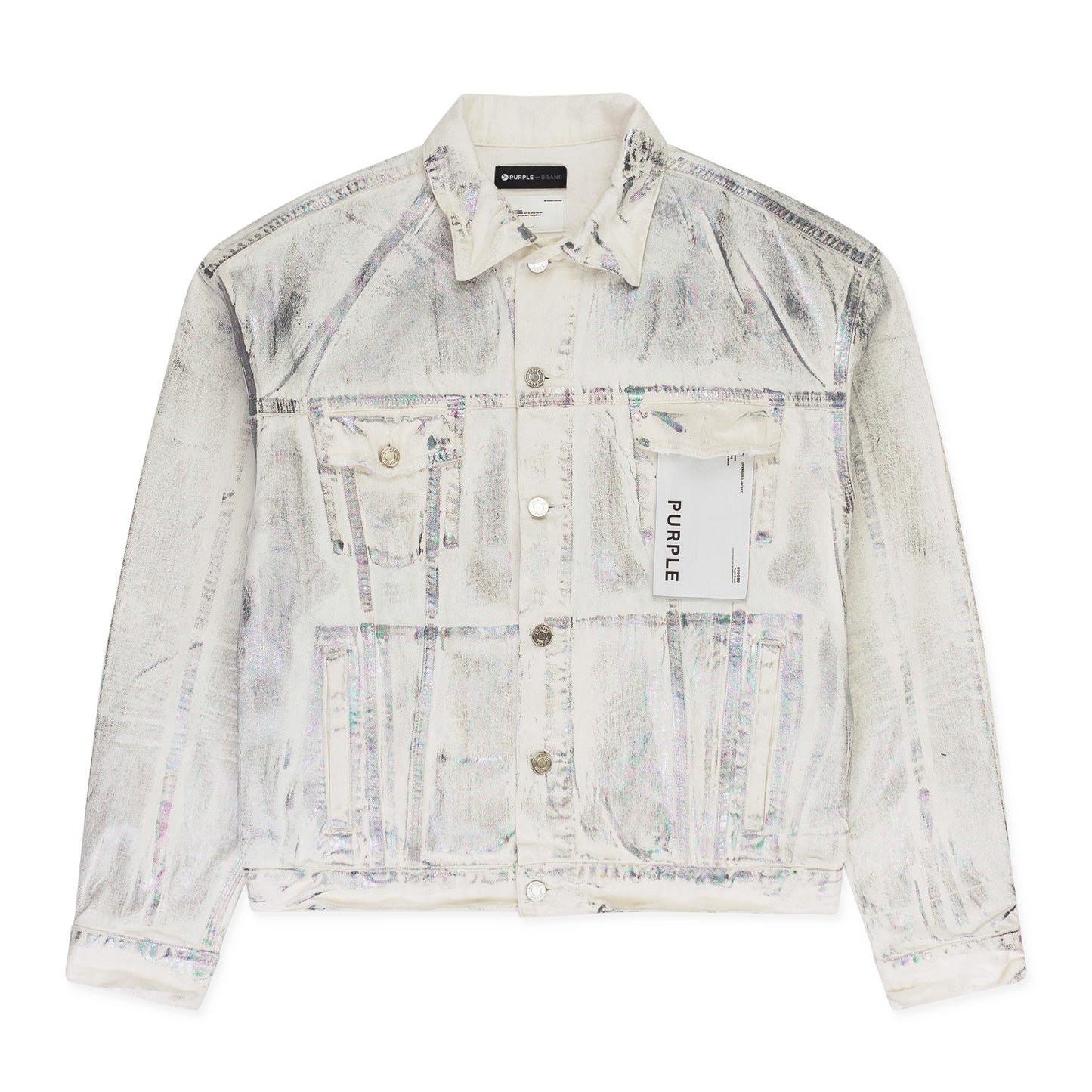 X RAY IRIDESCENT WAVE FOIL White DENIM JACKETS