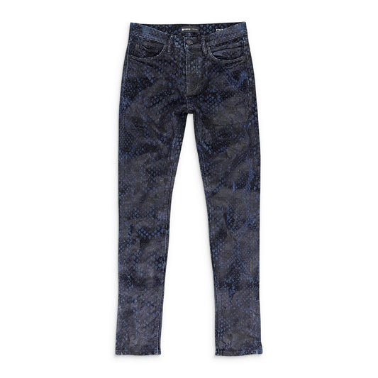 RINSED FLOCKED SNAKE Indigo SKINNY JEANS