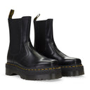 2976 HI QUAD SQUARED POLISHED SMOOTH CHELSEA BLACK ANKLE BOOTS