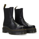 2976 HI QUAD SQUARED POLISHED SMOOTH CHELSEA BLACK ANKLE BOOTS