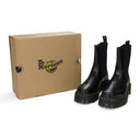 2976 HI QUAD SQUARED POLISHED SMOOTH CHELSEA BLACK ANKLE BOOTS