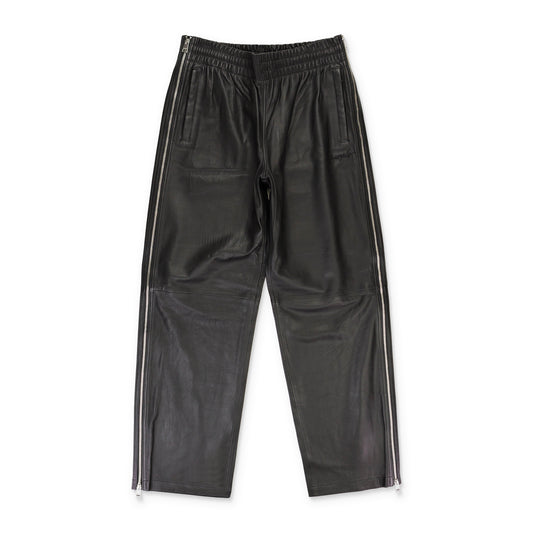 LEATHER SIDE ZIP TRACK PANT BLACK TRACK PANTS