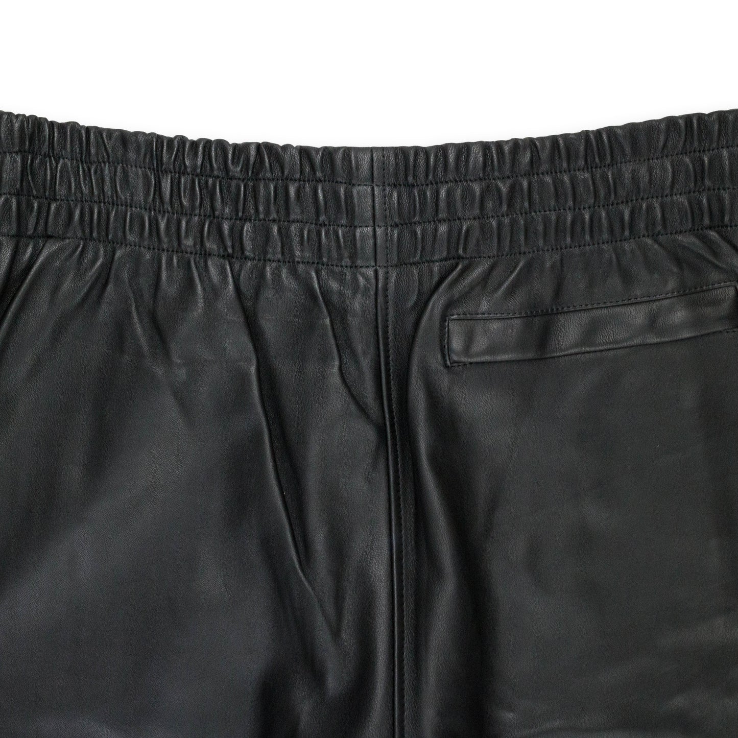 LEATHER SIDE ZIP TRACK PANT BLACK TRACK PANTS