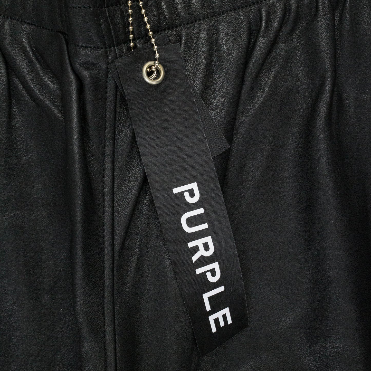 LEATHER SIDE ZIP TRACK PANT BLACK TRACK PANTS