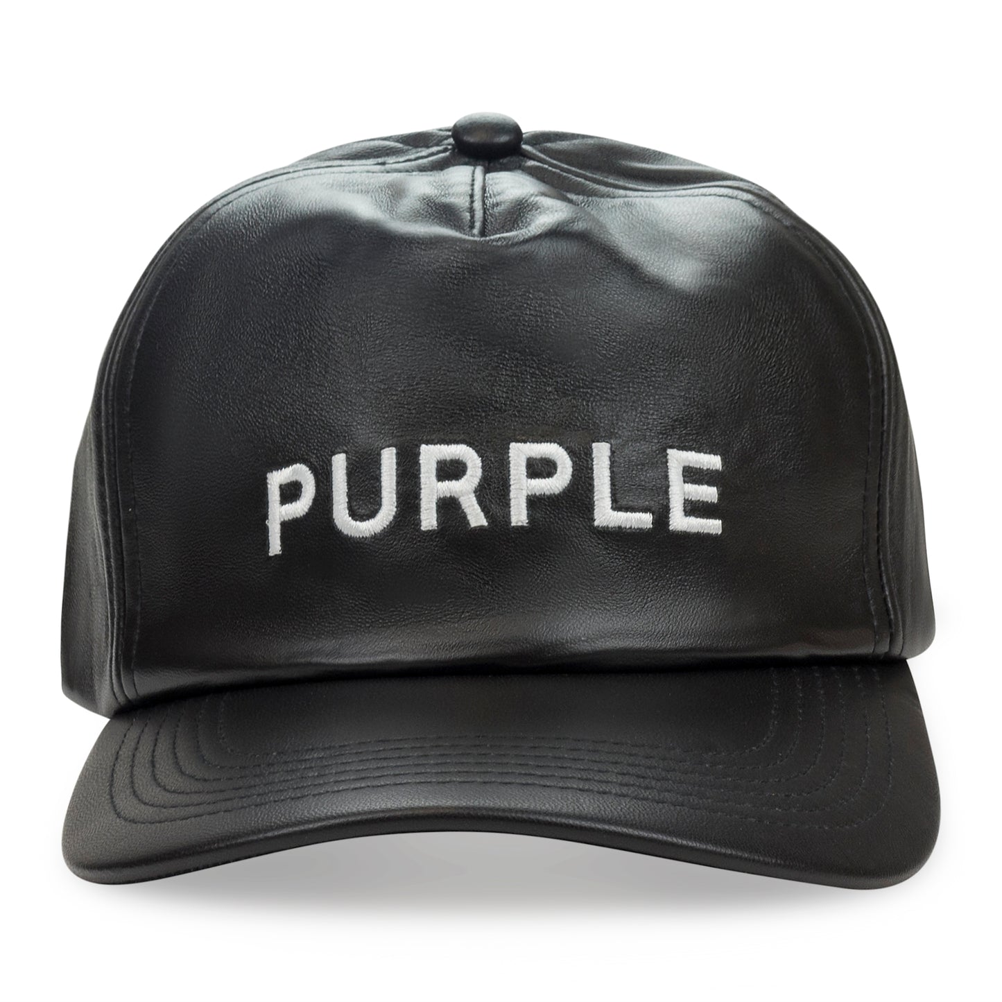 PURPLE 5 PANEL LEATHER BLACK HATS