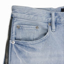 BLEACHED SIDE ZIP Indigo SHORTS