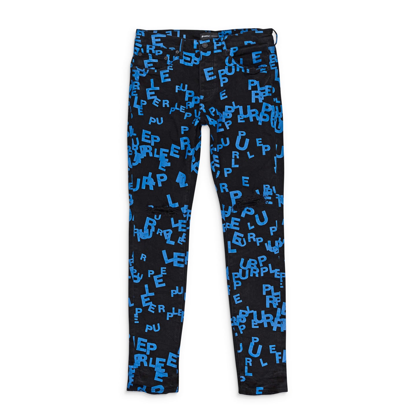 LETTERS SCREEN PRINT DENIM BLACK/Blue SKINNY JEANS