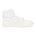 LEATHER PANELLED SKEL WHITE HI-TOP SNEAKERS