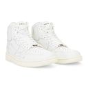 LEATHER PANELLED SKEL WHITE HI-TOP SNEAKERS