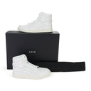LEATHER PANELLED SKEL WHITE HI-TOP SNEAKERS