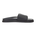 LEATHER BLACK WHITE SLIDE
