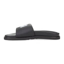 LEATHER BLACK WHITE SLIDE