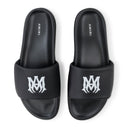 LEATHER BLACK WHITE SLIDE