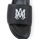 LEATHER BLACK WHITE SLIDE