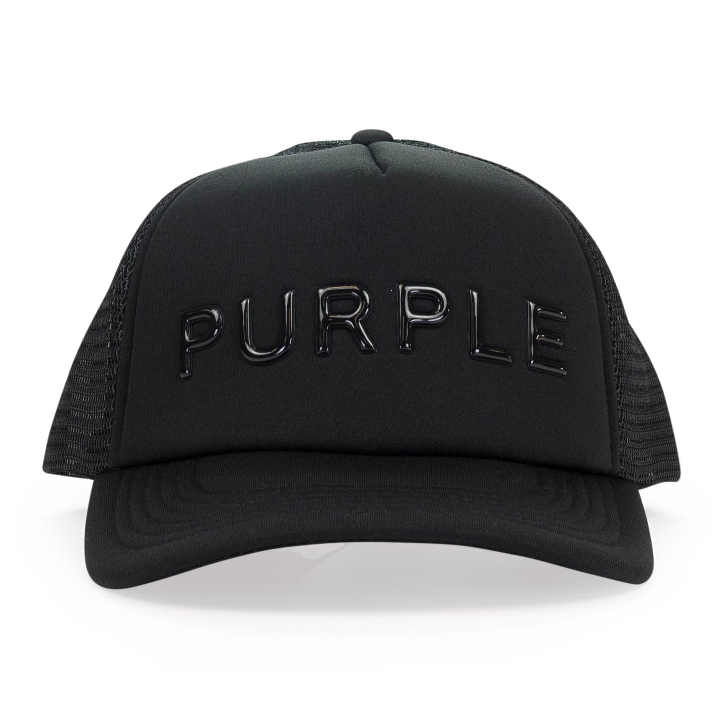 PURPLE SILICONE FOAM TRUCKER BLACK HATS