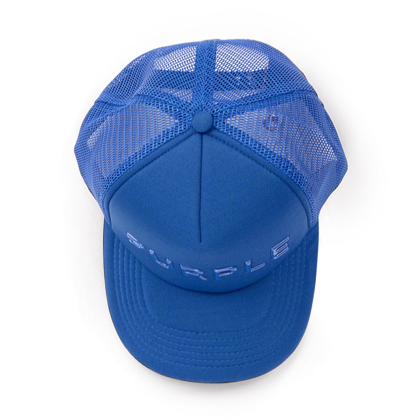 PURPLE SILICONE FOAM TRUCKER BLUE HATS