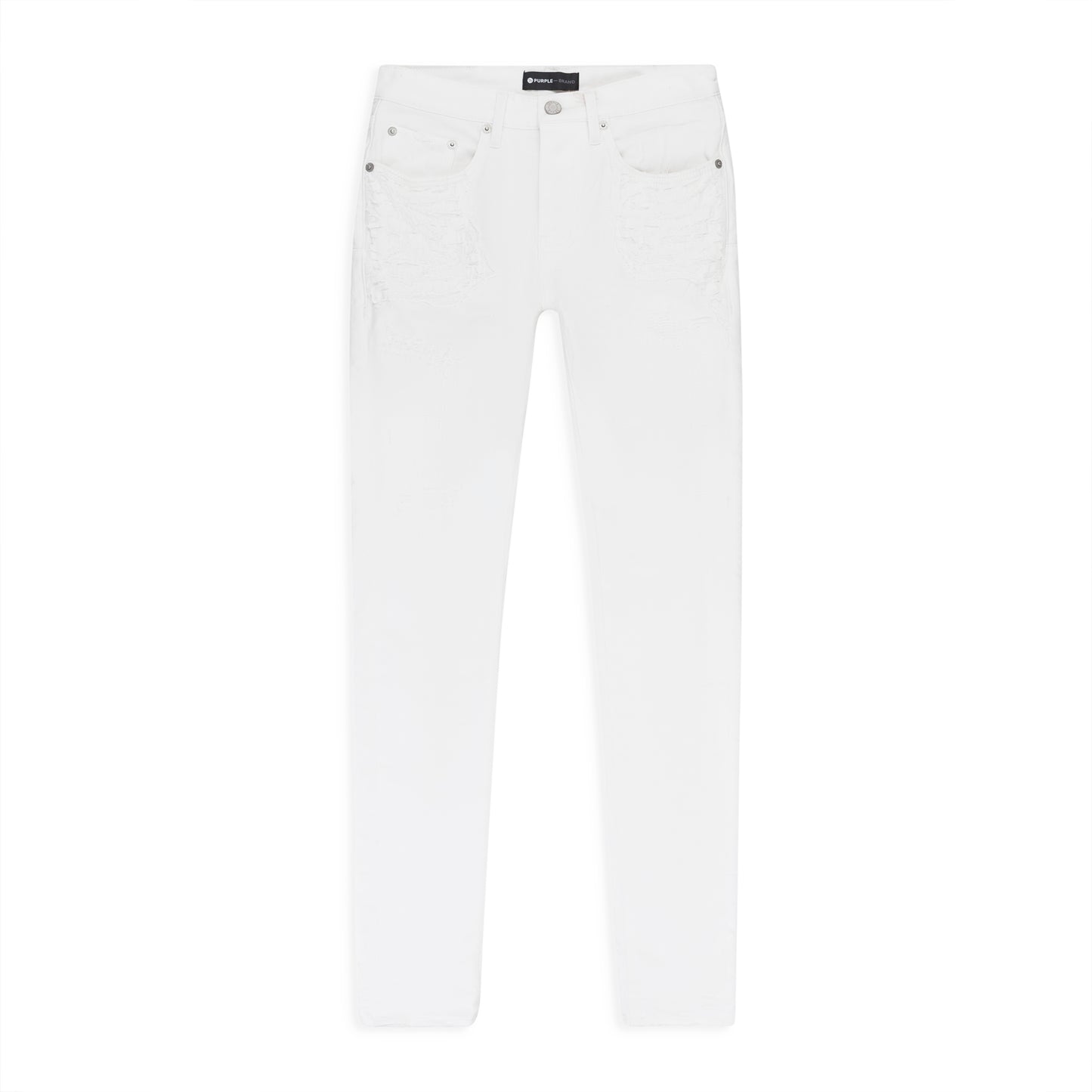 QUILTED DESTROY POCKET White SKINNY JEANS