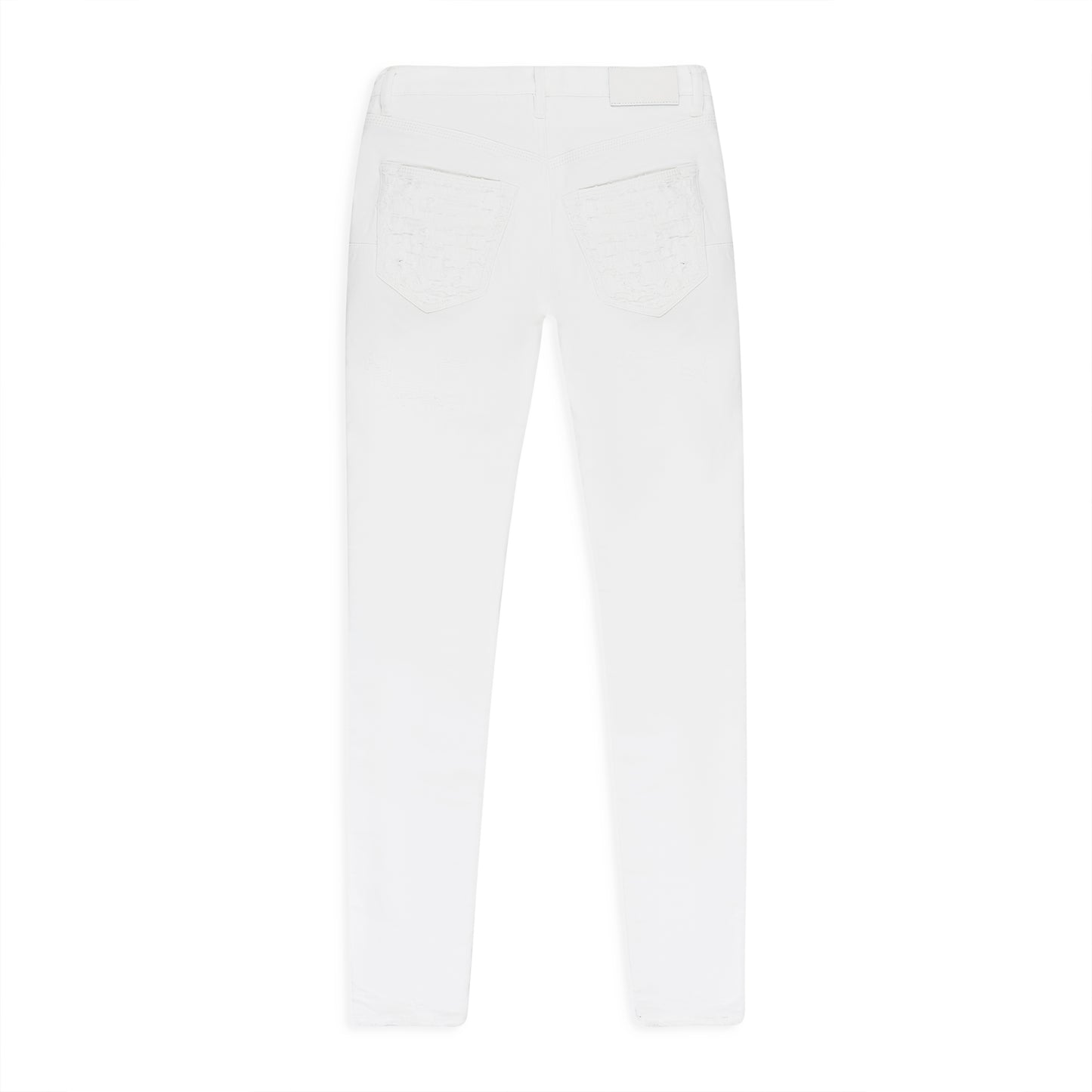 QUILTED DESTROY POCKET White SKINNY JEANS