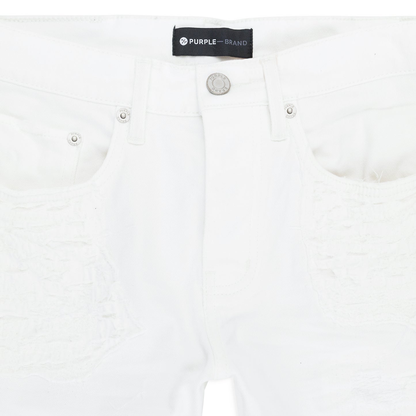 QUILTED DESTROY POCKET White SKINNY JEANS