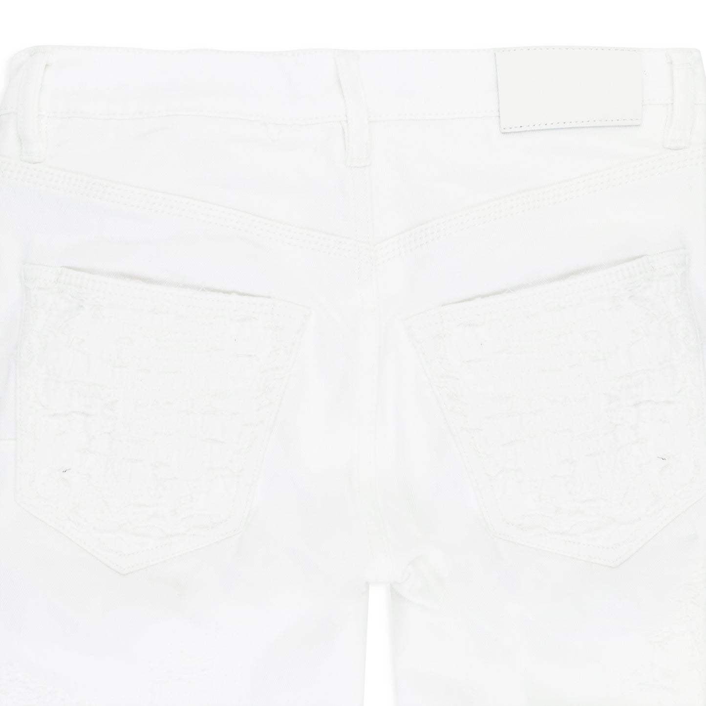 QUILTED DESTROY POCKET White SKINNY JEANS