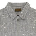 RHINESTONE ZIPPER LIGHT GREY WORK JACKET