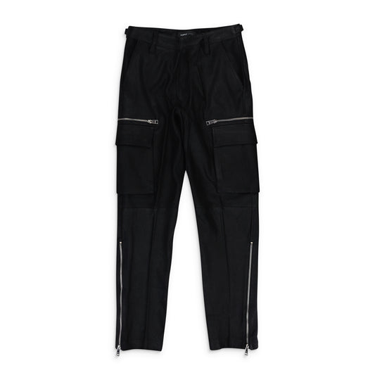 SUEDE ZIP CARGO PANT BLACK CARGO PANTS