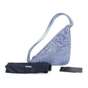 TRIANGLE LOGO SHOULDER BAG CRYSTAL EMBELISSHED BLUE SHOULDER BAGS