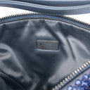 TRIANGLE LOGO SHOULDER BAG CRYSTAL EMBELISSHED BLUE SHOULDER BAGS